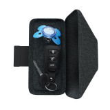 Top-down view of the Homedics UV CLEAN Portable Sanitizer Case with keys and baby pacifier