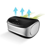 Black | Black Homedics TotalClean Desktop Air Purifier with graphics demonstrating air intake and exhaust