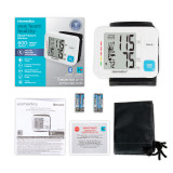 Image shows contents in the box of Homedics® Wrist 600 Series Blood Pressure Monitor