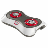 Angled view of the Homedics Shiatsu Deluxe Foot Massager with Heat with heating element highlighted