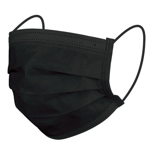 Angled view of the Homedics Black Single Use Ear-Loop Face Mask (50 Count)