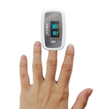 Homedics Premium Pulse Oximeter attached to middle finger