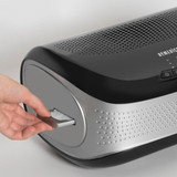 Black | Close-up view of essential oils tray on the black Homedics TotalClean Desktop Air Purifier