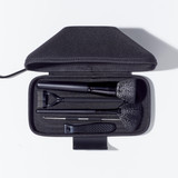 Top-down view of the Homedics UV CLEAN Portable Sanitizer Case with brushes and nail clippers