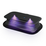 Black | Angled view of the black Homedics UV CLEAN Portable Phone Sanitizer with x-ray of phone inside