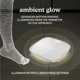 White | ambient glow, ADVANCED MOTION SENSING ILLUMINATES FROM THE PERIMETER AS YOU APPROACH