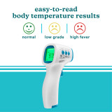 easy-to-read body temperature results- normal, low grade, high fever