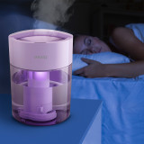 Lilac | Homedics TotalComfort UV-C Ultrasonic Humidifier on nightstand humidifying air while customer sleeps soundly