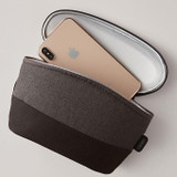 Black | Front view of an open Homedics UV CLEAN Portable Sanitizer Bag with iPhone inside
