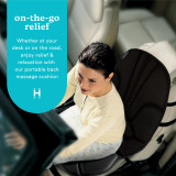 Black | Woman sits in car while enjoying a massage from the Homedics Portable Back Massage Cushion
